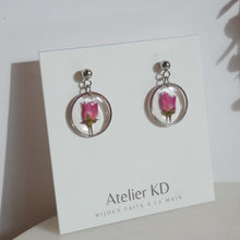 Cargar imagen en el visor de la galería, Boucles d'oreilles Rosa - rond (moyen 16mm)
