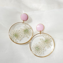 Load image into Gallery viewer, Estelle white and pink duo earrings - round (xxl)