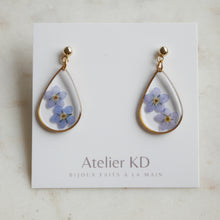 Load image into Gallery viewer, Duo forget-me-not earrings - drop (large)