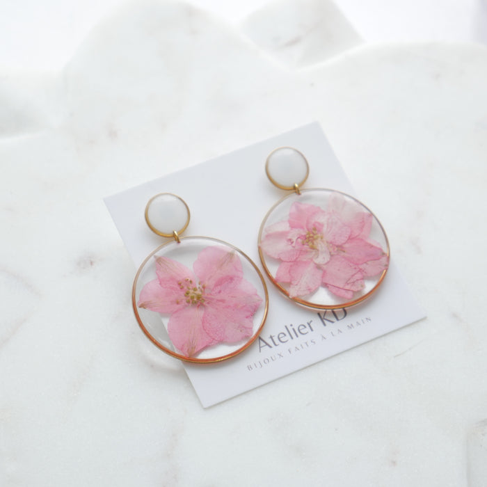 Delphine duo earrings - XXL and white round