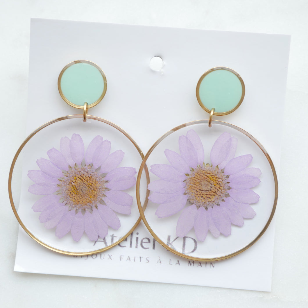 Boucles d'oreilles duo Margot Lila - rond menthe