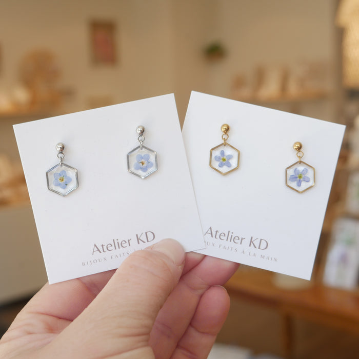 Myosotis earrings - hexa (mini)
