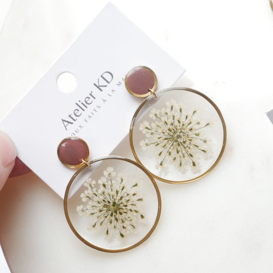 Estelle white and green duo earrings - round (XL)