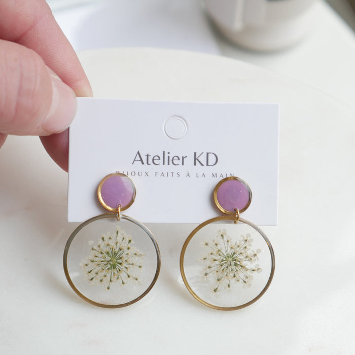 Estelle white and green duo earrings - round (XL)