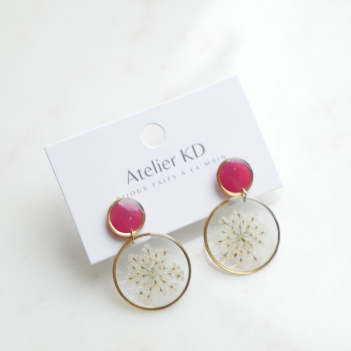 Estelle white and green duo earrings - round (XL)