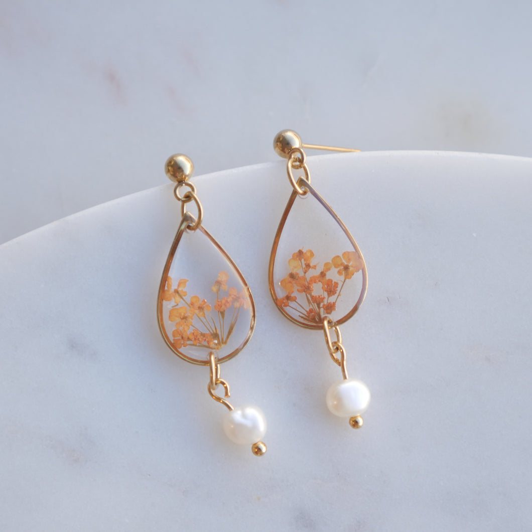 Boucles d’oreilles Perla - Estelle orange - goute (moyen)