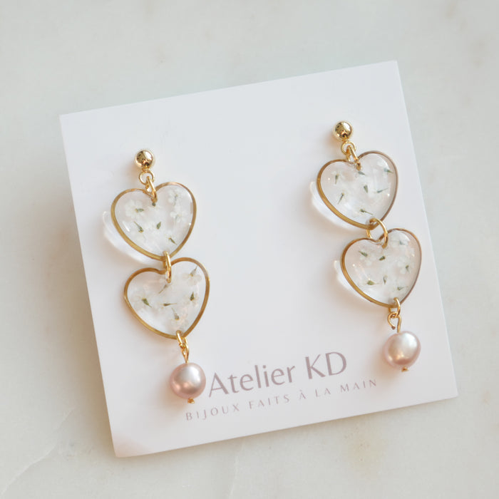 Perla duo earrings - heart