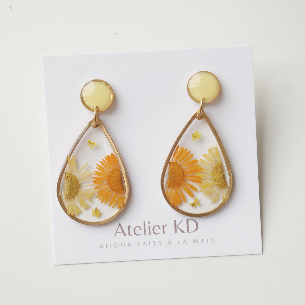 Orange and white duo earrings - drop (xl)