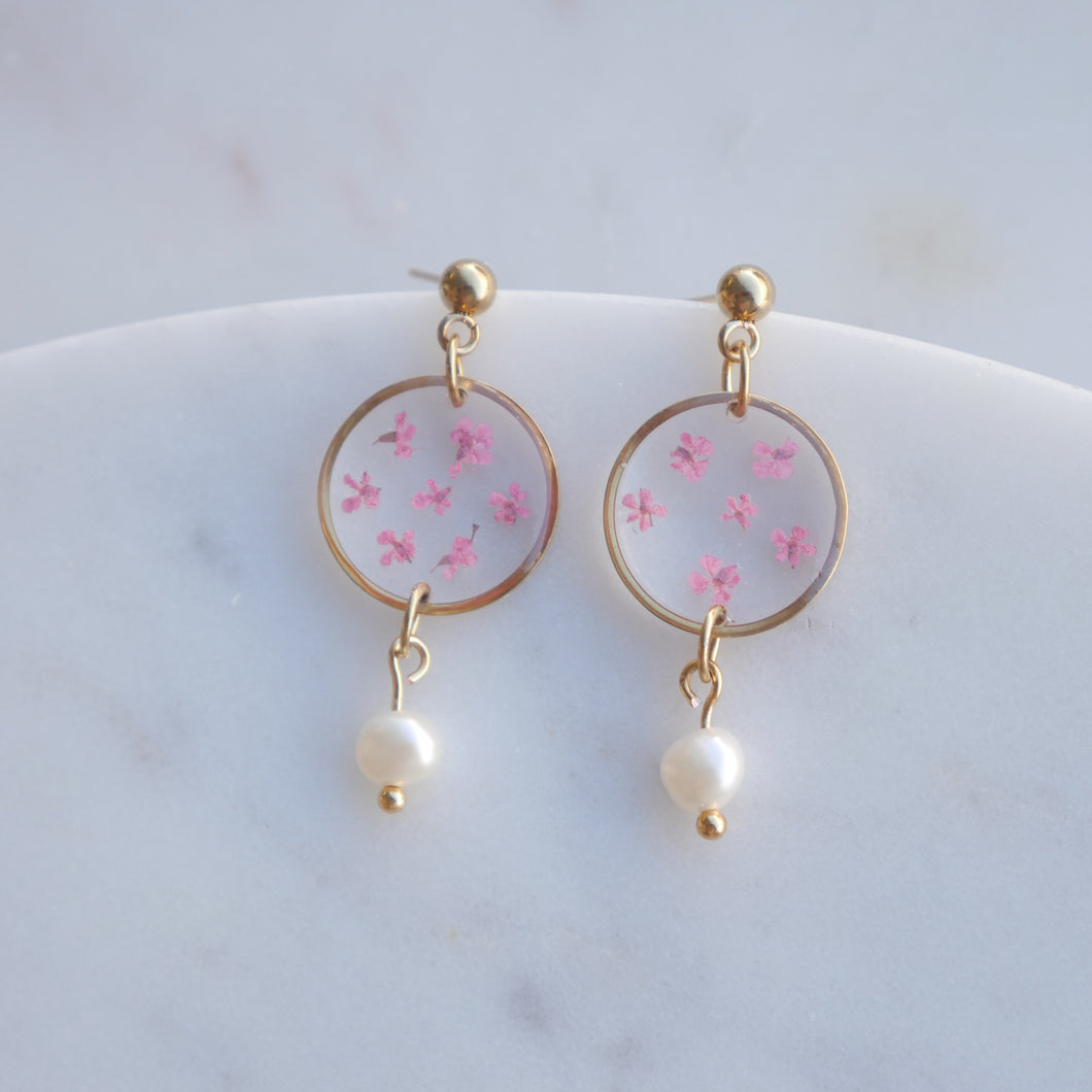 Boucles d’oreilles Perla - Estelle rose - rond (moyen)