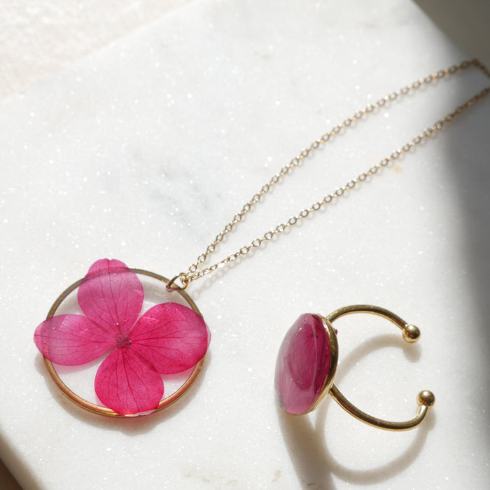Collier Ora fuschia - Rond 25mm