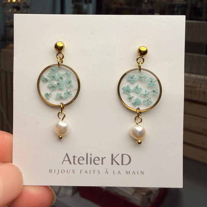 Boucles d’oreilles Perla - Estelle bleu - rond (moyen)