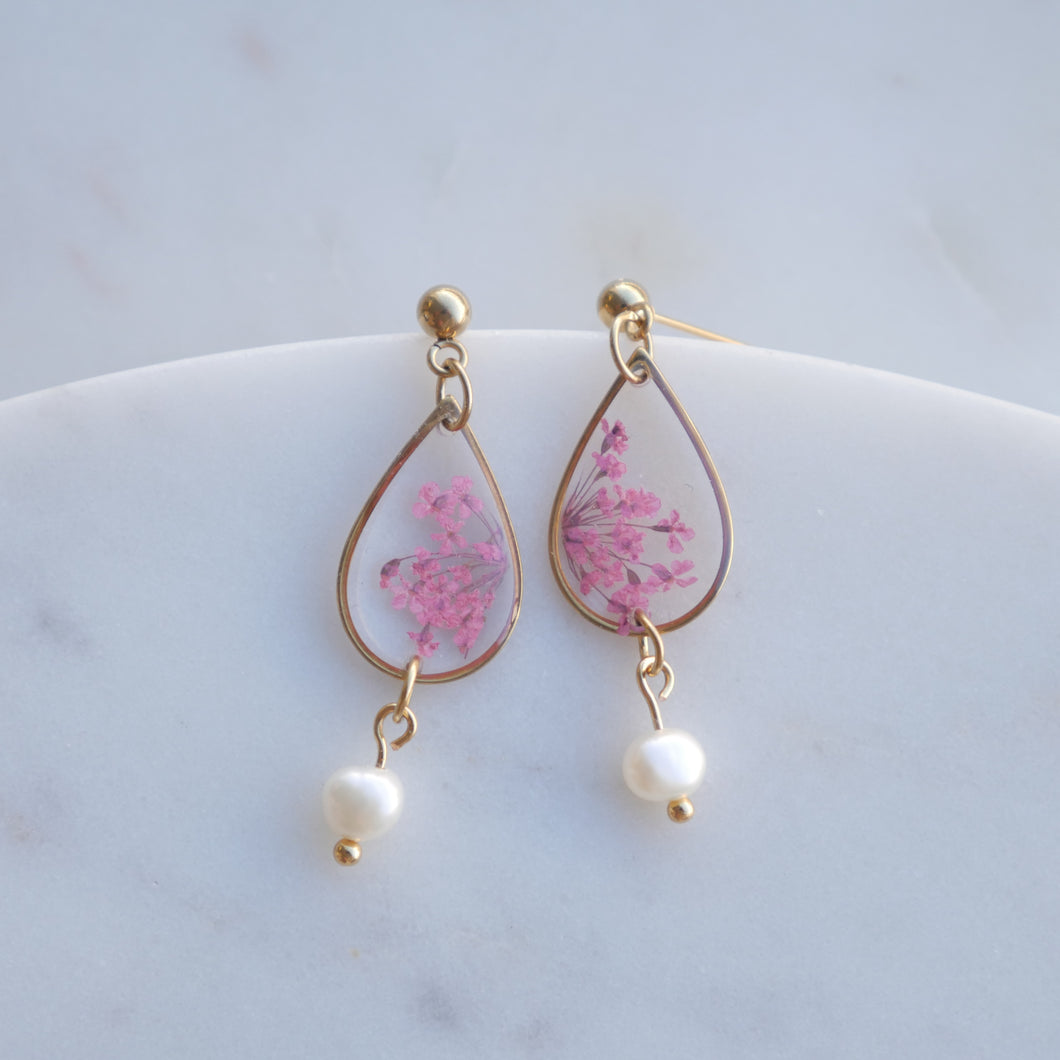 Boucles d’oreilles Perla - Estelle rose - goute (moyen)