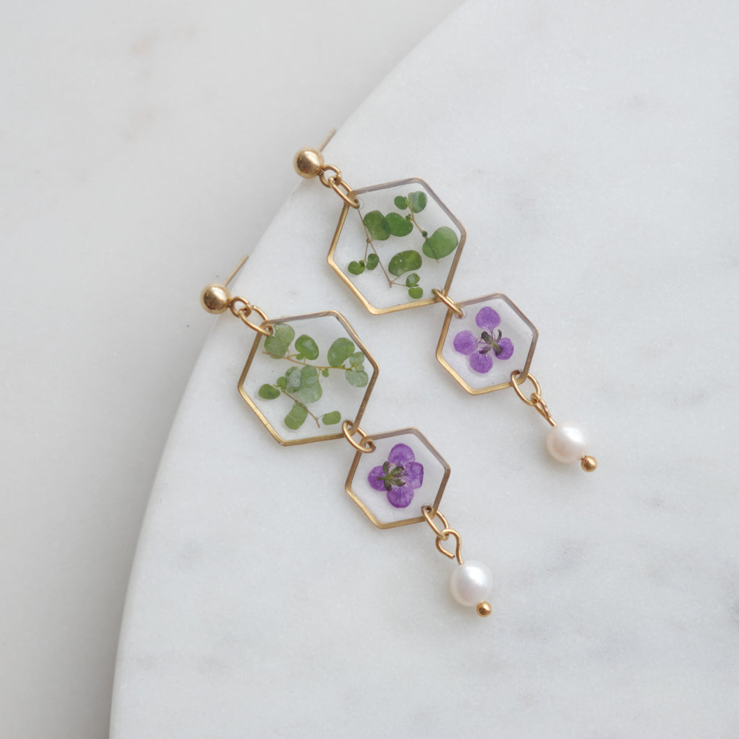 Boucles d’oreilles trio Chloé - hexa (moyen et petit)