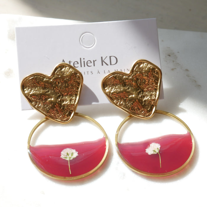 Boucles d'oreilles Gigi duo coeur