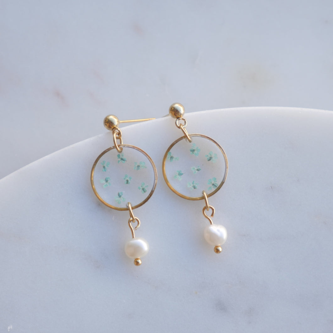 Boucles d’oreilles Perla - Estelle bleu- rond (moyen)