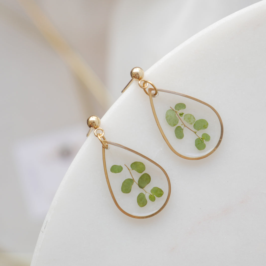 Boucles d’oreilles Chloé - feuilles - goute (grand)