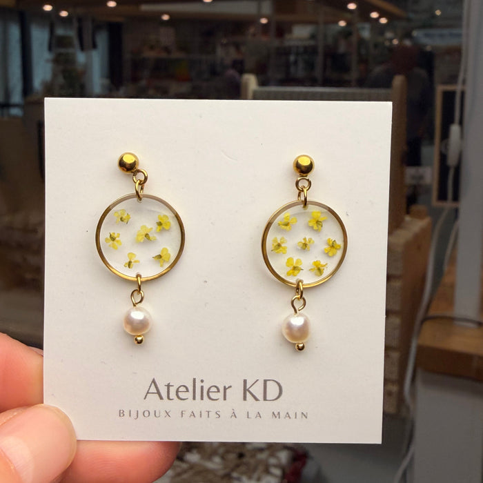 Boucles d’oreilles Perla - Estelle jaune - rond (moyen)