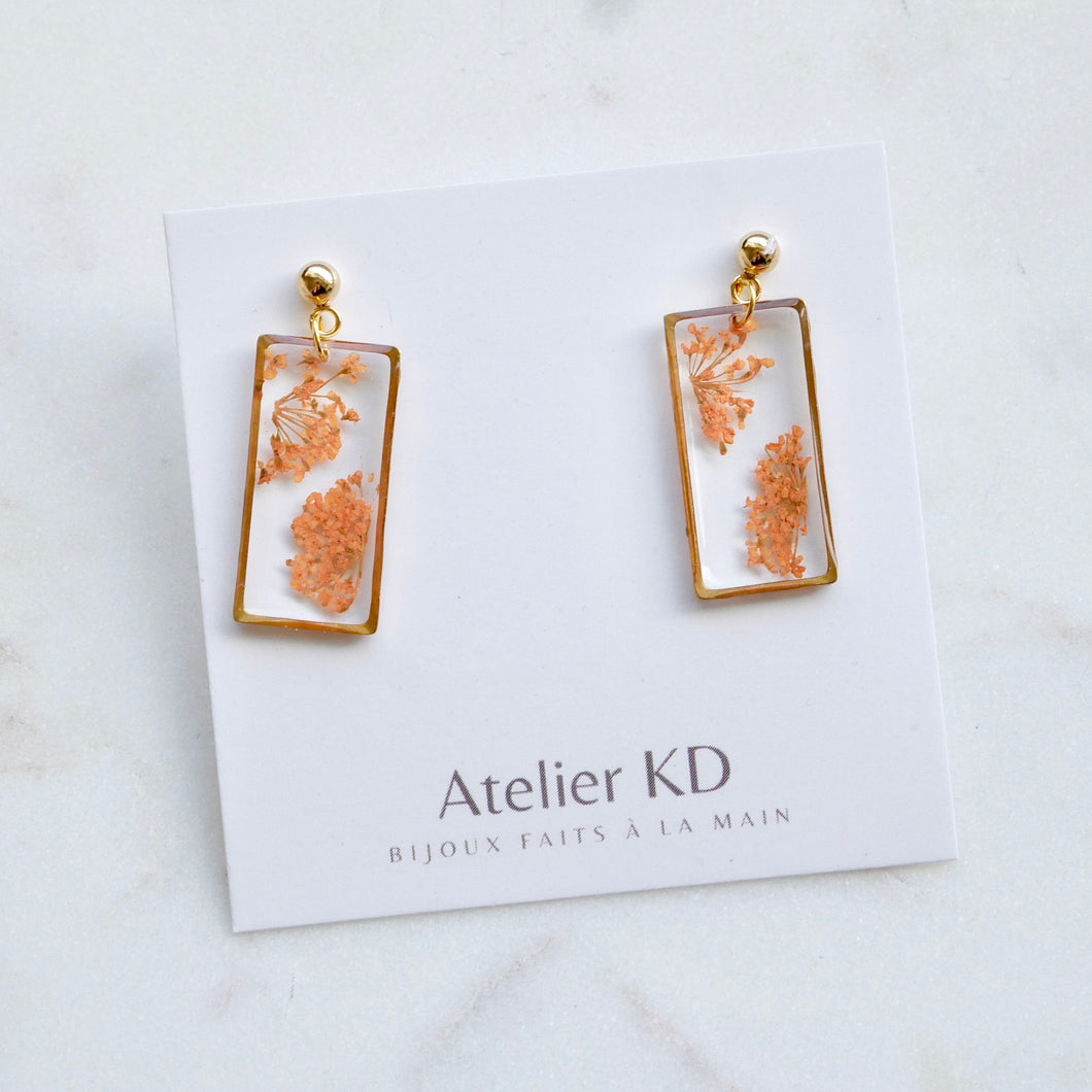 Boucles d'oreilles Estelle orange - rectangle (moyen)