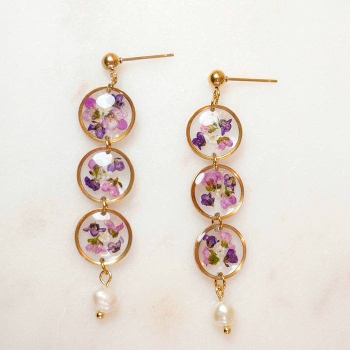 Boucles d'oreilles Lili - trio et perles