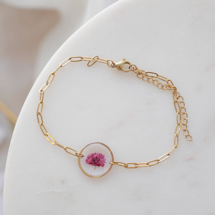 Pulsera Gigi rosa ajustable - corazón (pequeña)
