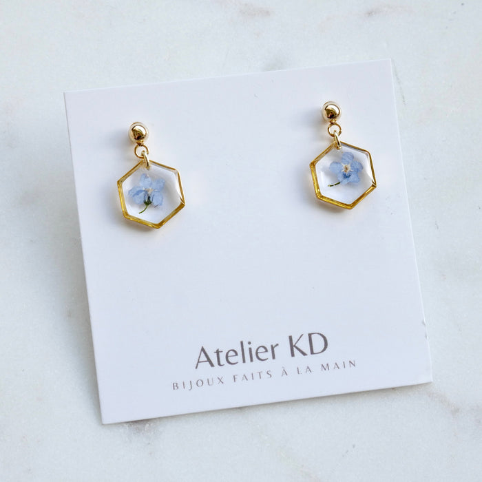Myosotis earrings - hexa (mini)