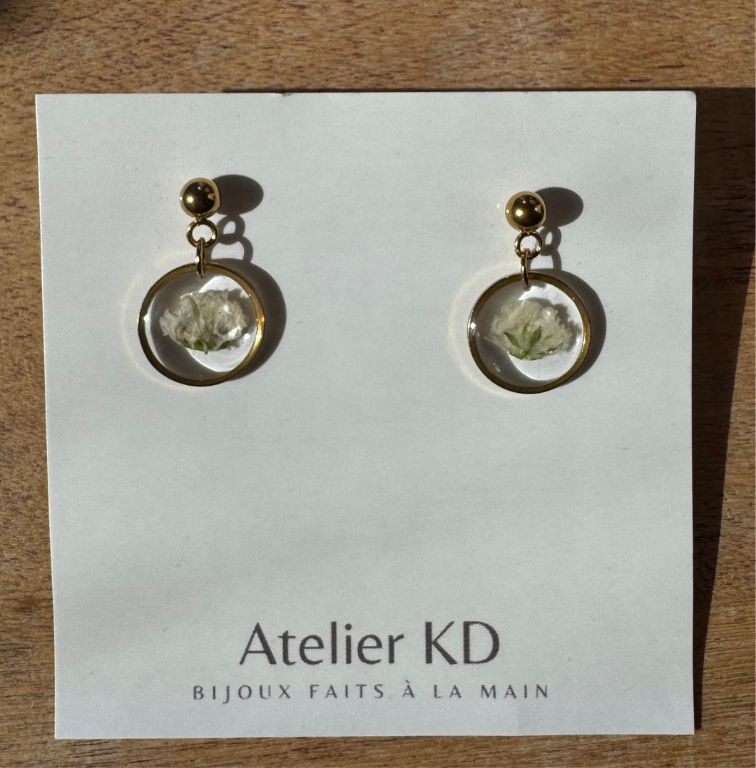 Boucles d'oreilles Gigi blanc - rond (petit 10mm)