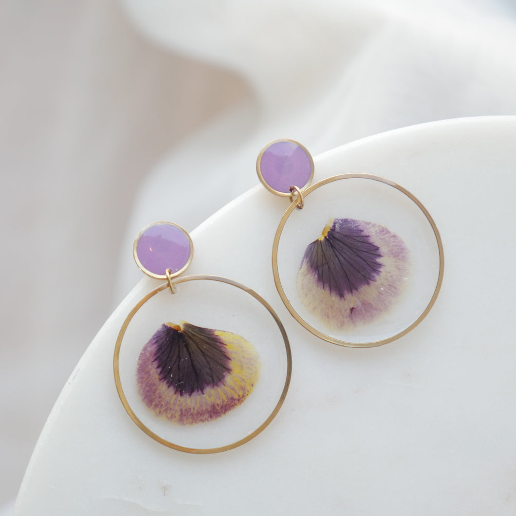 Boucles d'oreilles duo violette - rond xxl