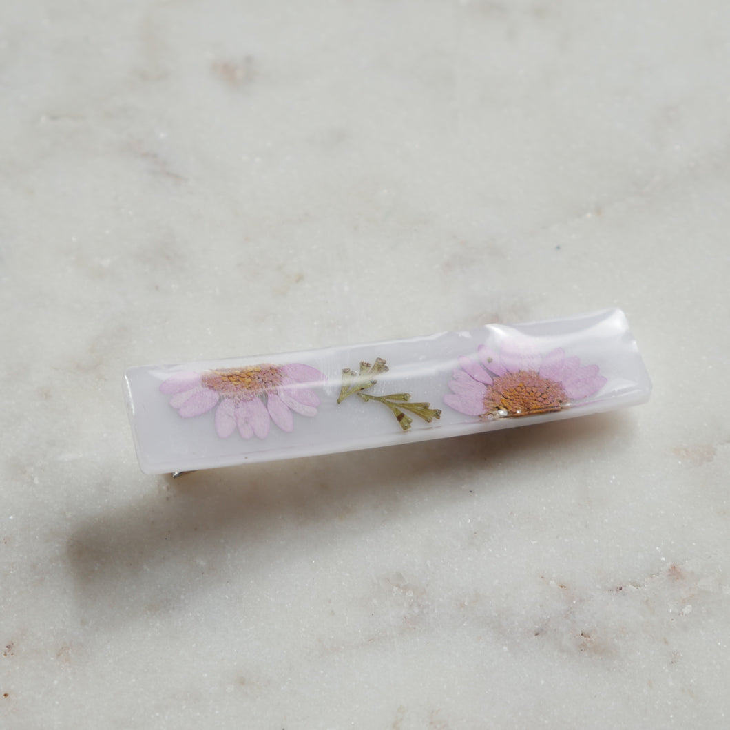 Hair barrette - Ferns/daisies