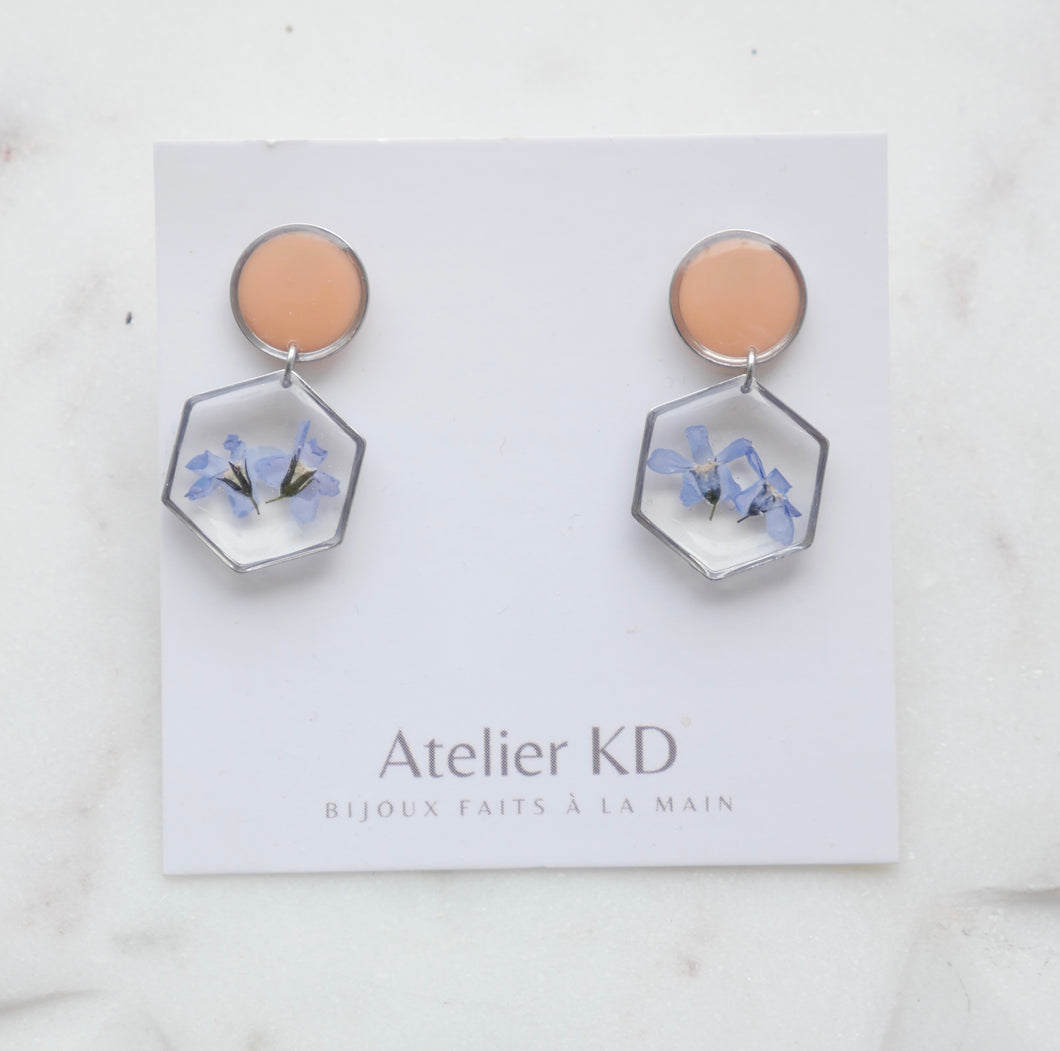 Boucles d’oreilles duo myosotis - hexa