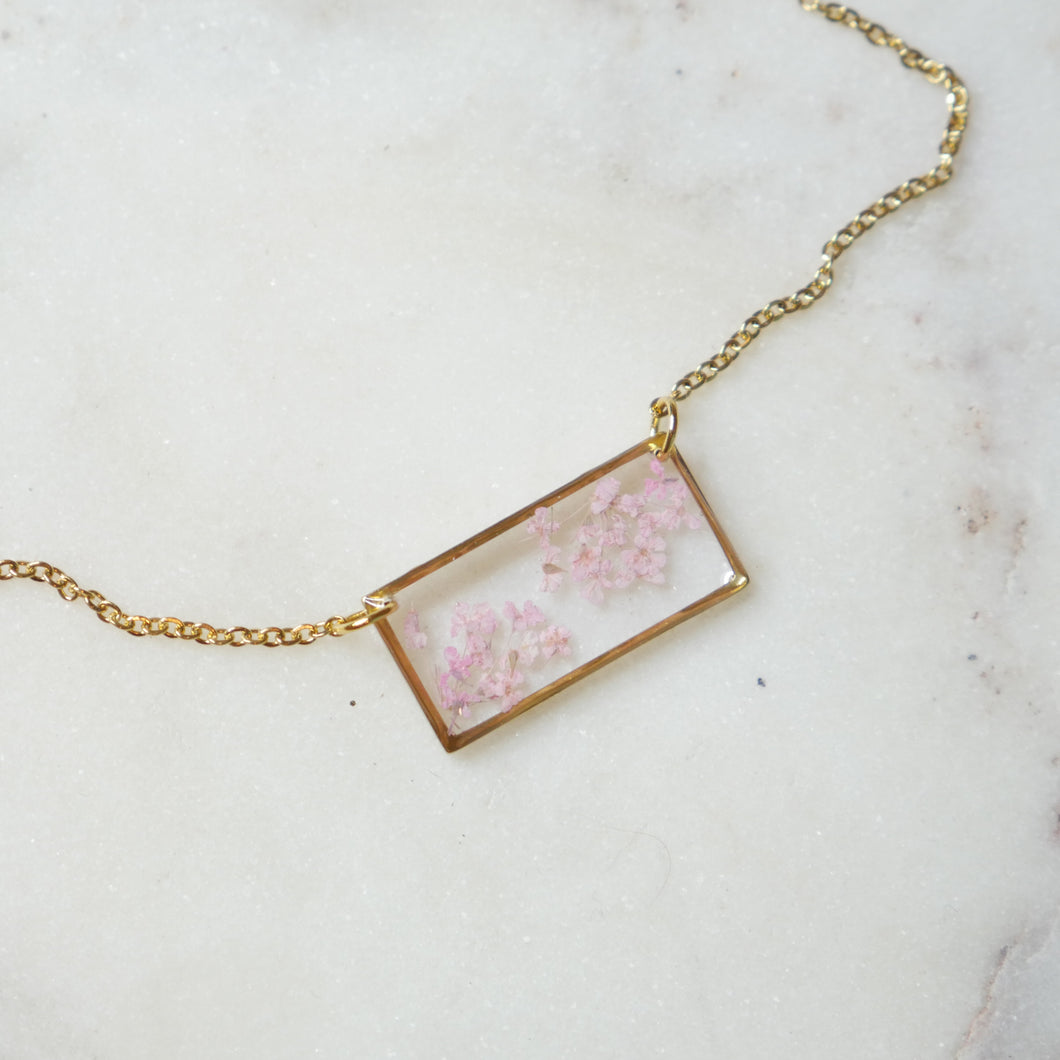 Pink Estelle necklace - rectangle (medium)