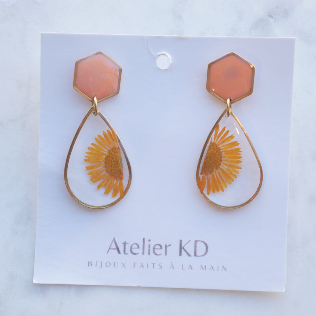 Boucles d'oreilles duo orange - goute (xl 20mm)