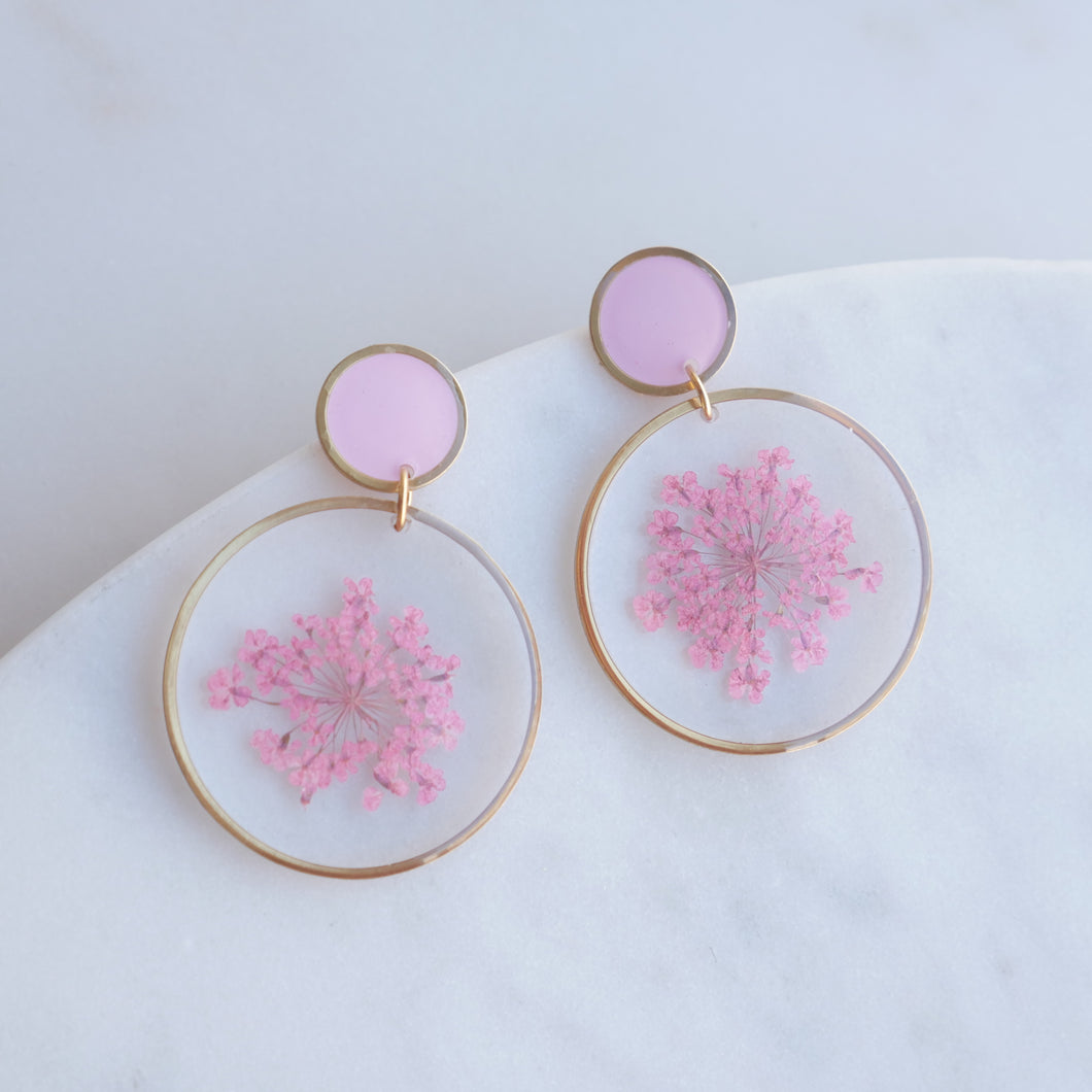 Boucles d'oreilles duo rose poudre - rond (xxl)