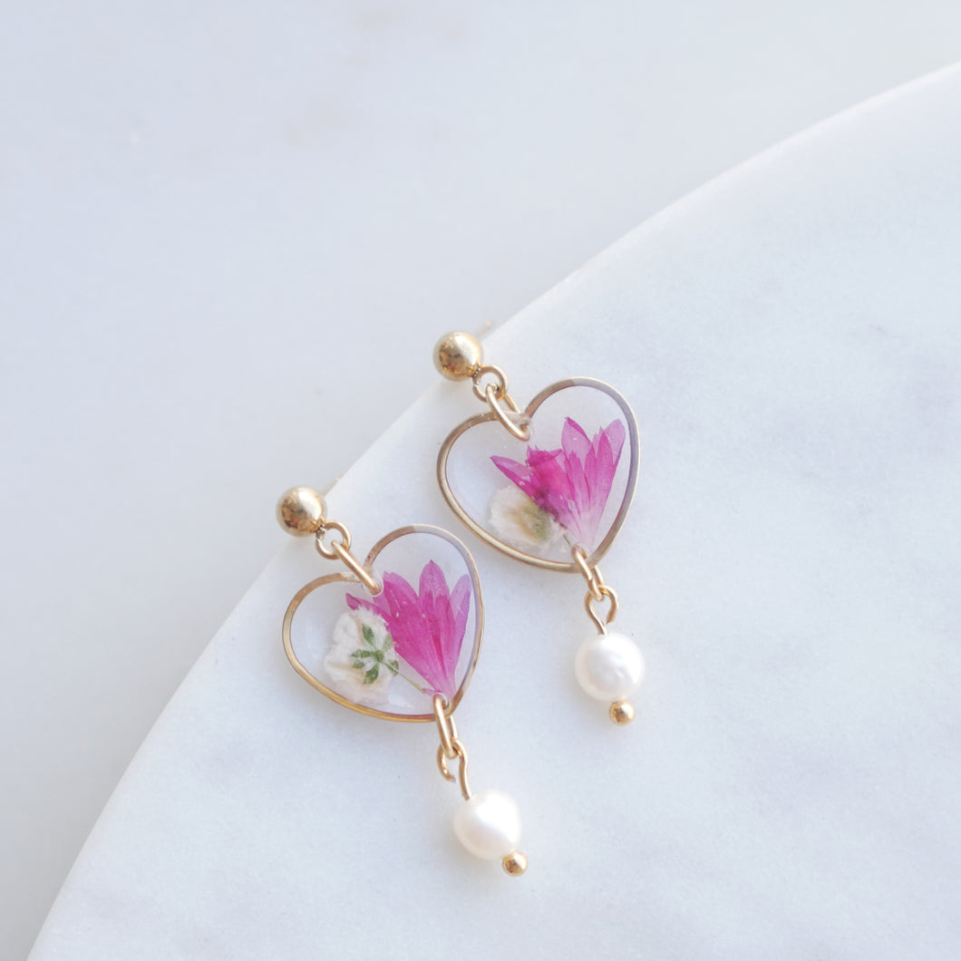 Boucles d'oreilles Lucy - Perla - coeur  (medium 16mm)