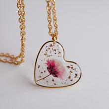 Load image into Gallery viewer, Heart necklace - pink flowers
