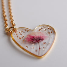 Load image into Gallery viewer, Heart necklace - pink flowers
